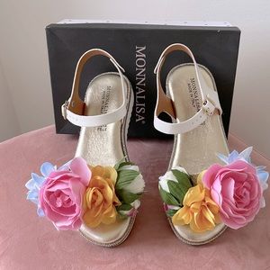 Monnalisa girls leather flower sandal